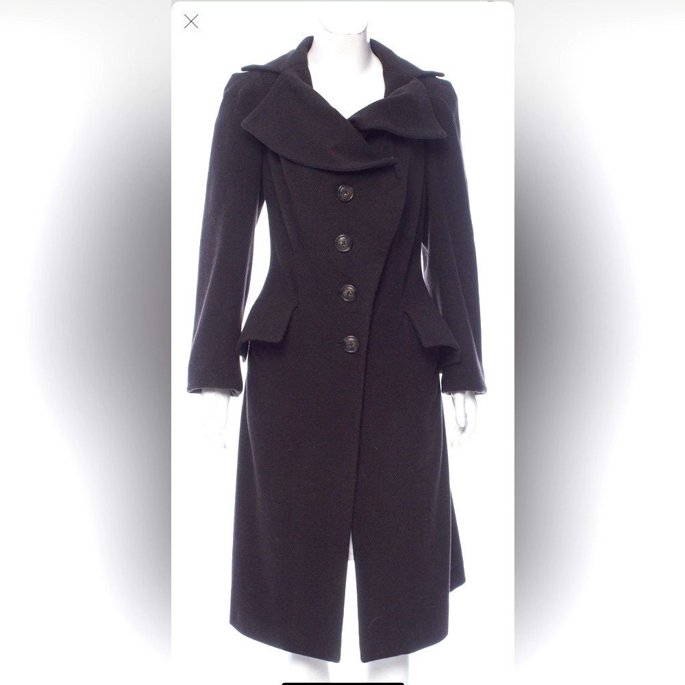 VIVIENNE WESTWOOD ANGLOMANIA VTG Wool PRINCESS COAT Brown Black Stripe 6 M RARE! - Picture 2 of 12